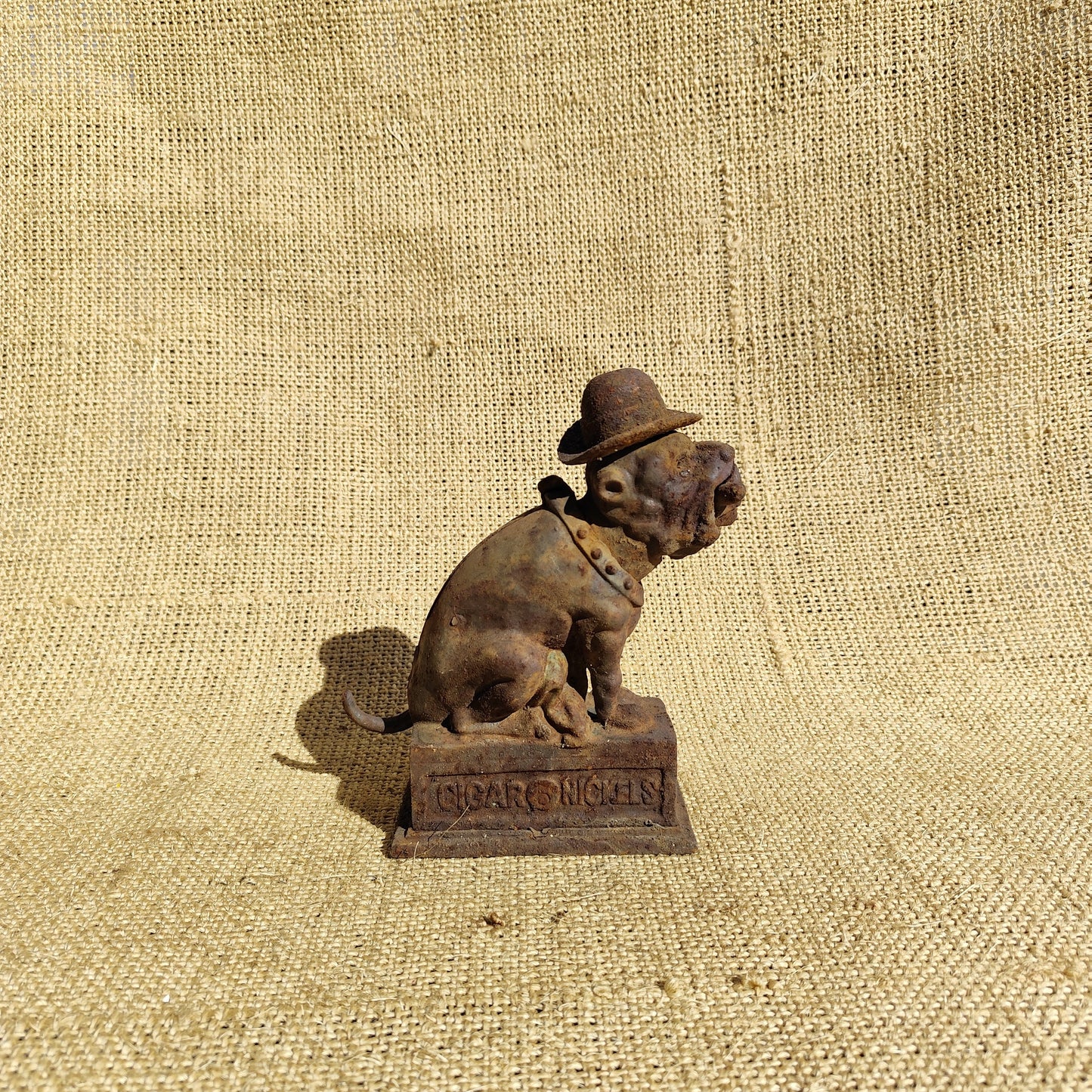Bulldog Cigar Mechanical Bank with Hat
