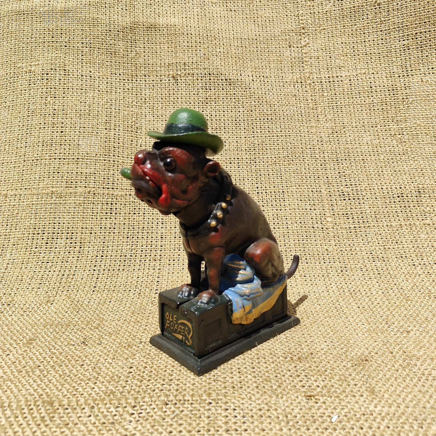 Bulldog Cigar Mechanical Bank with Hat