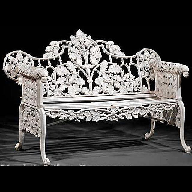 Cast Iron Victorian Style Dog Head Bench