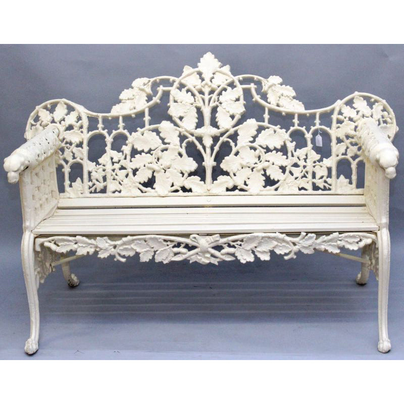 Cast Iron Victorian Style Dog Head Bench