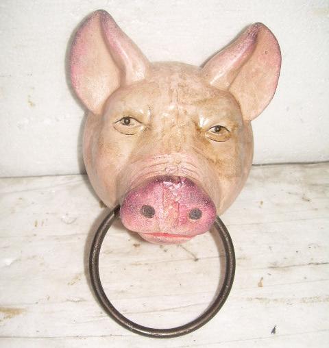 Pig Head  W/Metal Ring