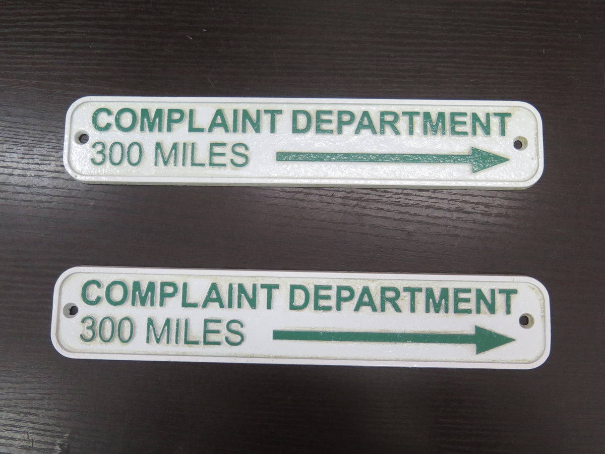 Complaints Dept Sign