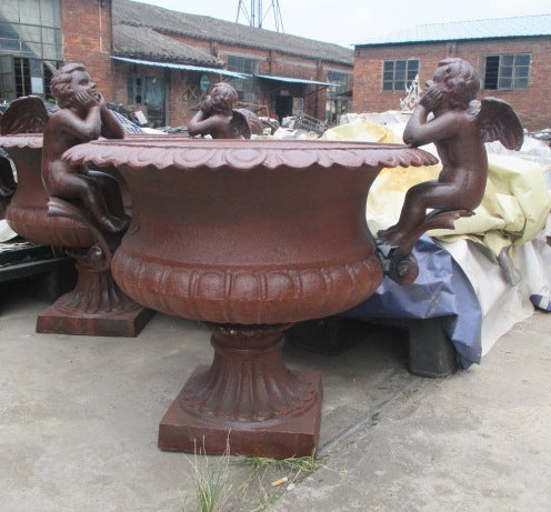 Cast Iron Two Cherub Urn 116cm
